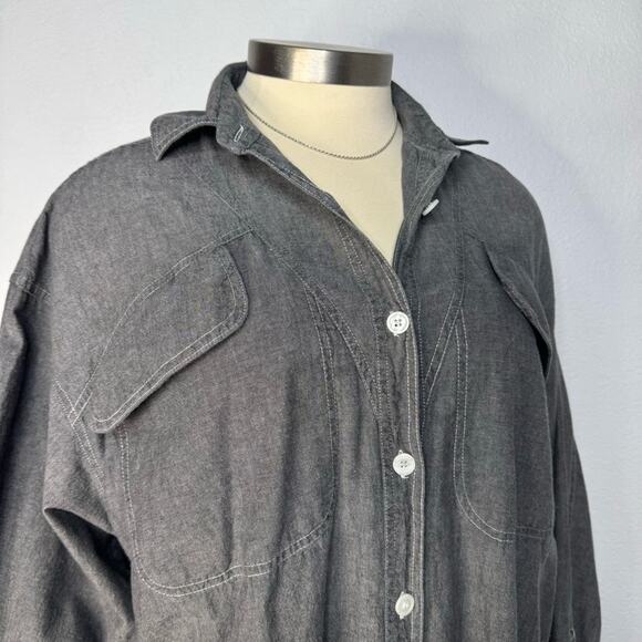Vintage Womens Gray Western Button Front Denim Shirt Chest Pockets Plus Size - Picture 3 of 7